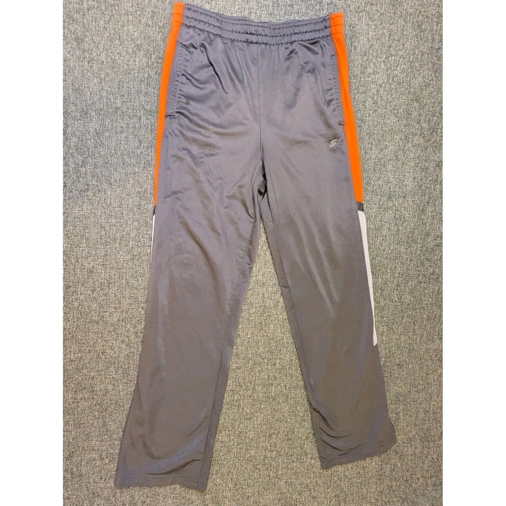 Vtg‎ Starter Youth Boys Gray Track Athletic Pants Gray Orange Striped Size XXL